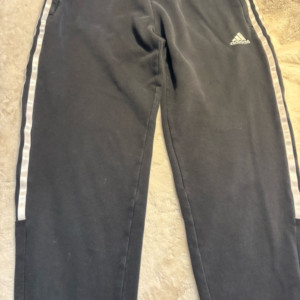 Adidas Joggers Medium Black w/ White Accents Elastic Waistband Drawstring - Picture 4 of 14
